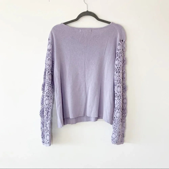 Modern Soul Lilac Cropped Sweater Crochet Detail QVC 1X New‎ - Picture 2 of 8